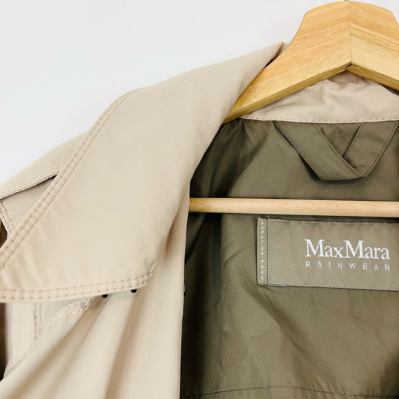Max Mara Rainwear Beige Shower Proof Modern Tailored Pocket Jacket UK 12 - Picture 9 of 15